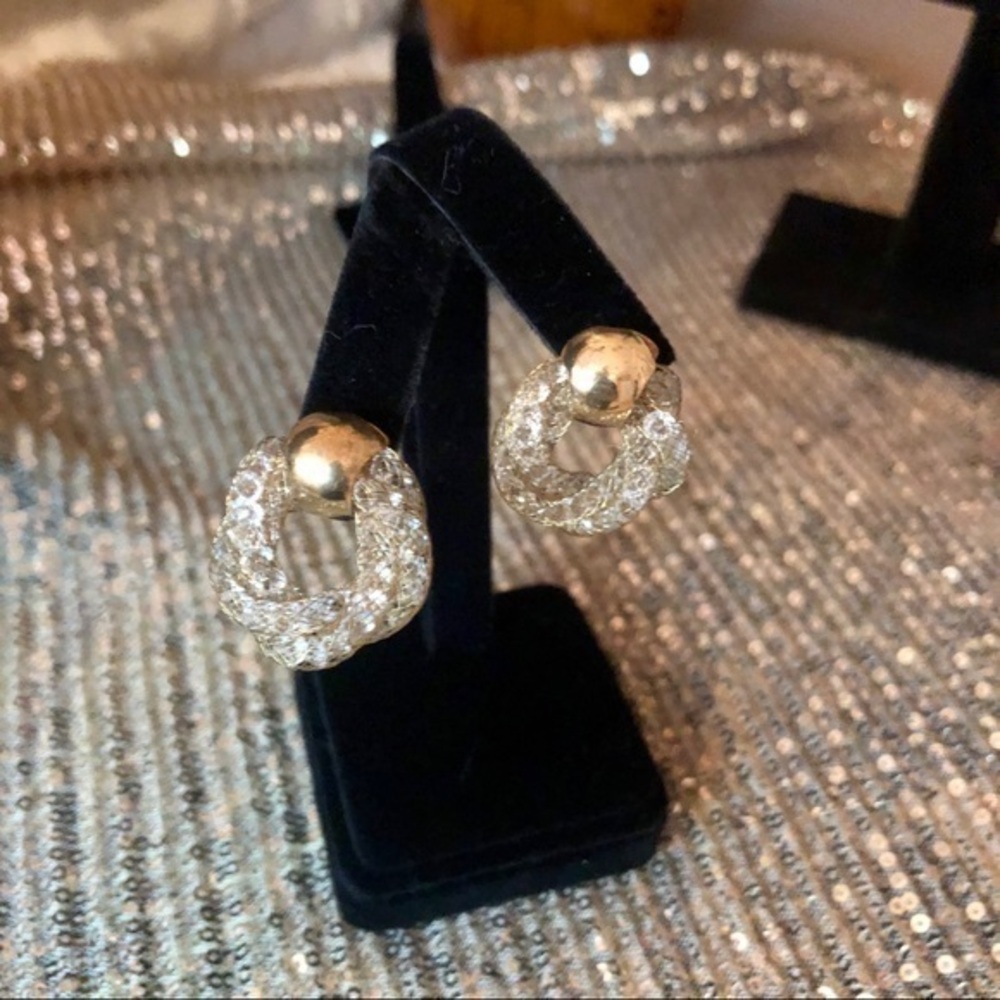 🌸Gold crystal round door knocker earrings🌺💕🌸